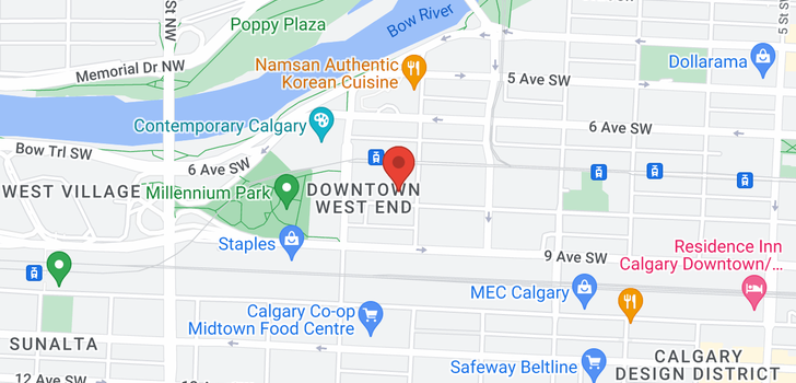 map of 1105 1100 8 Avenue SW